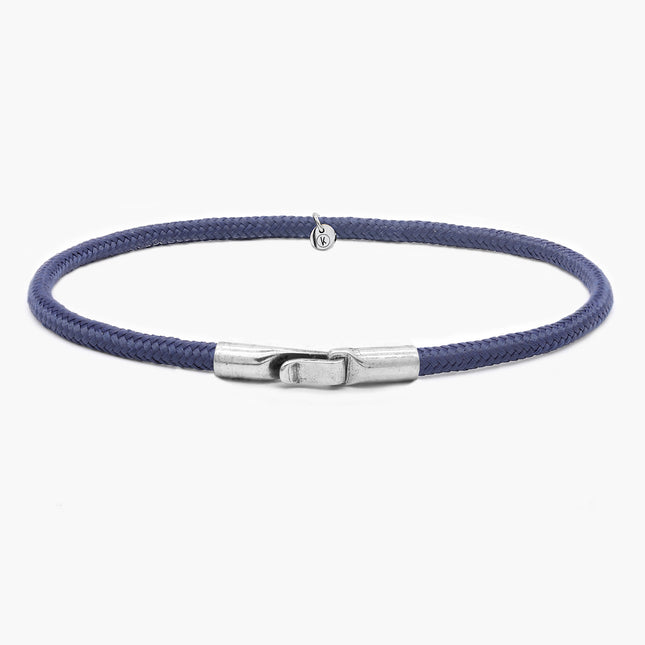 3m Sailing Cord Bracelet With Sterling Silver Clasp (Navy)-Bracelet-Kompsós