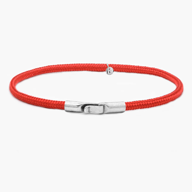 3m Sailing Cord Bracelet With Sterling Silver Clasp (Red)-Bracelet-Kompsós