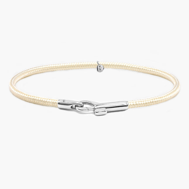 3m Sailing Cord With Silver Clasp (Beige)-Bracelet-Kompsós