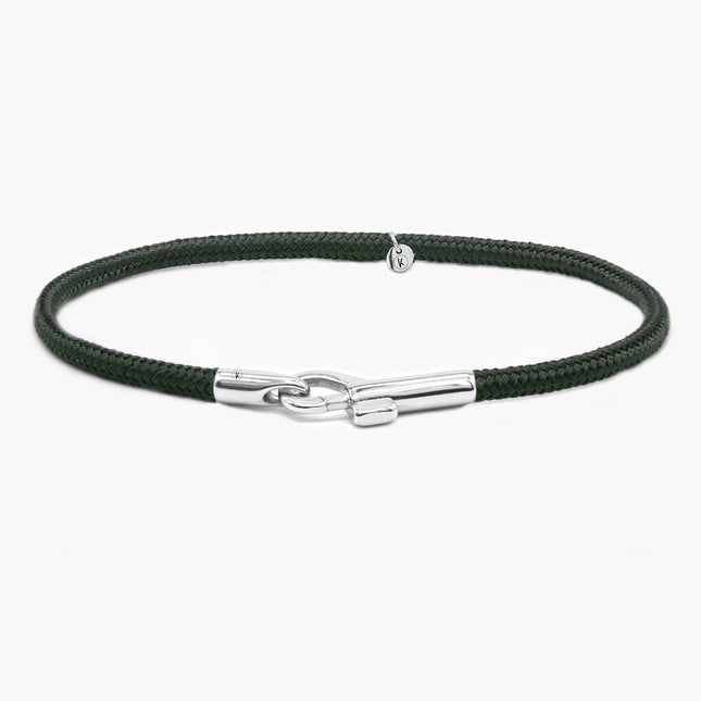 3m Sailing Cord With Silver Clasp (Black)-Bracelet-Kompsós