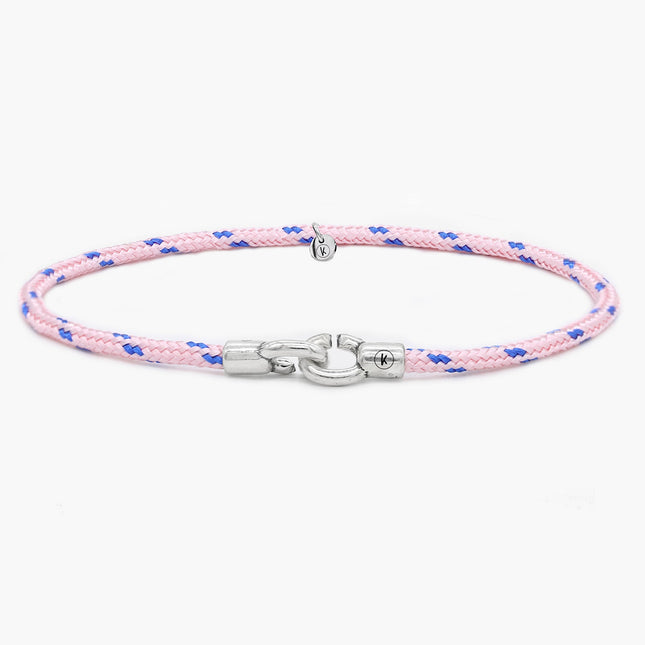 3m Sailing Cord With Sterling Silver Lock (Light Pink/Blue)-Bracelet-Kompsós