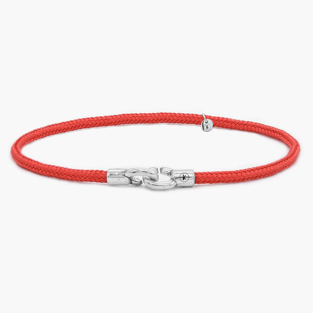 3m Sailing Cord With Sterling Silver Lock (Red)-Bracelet-Kompsós