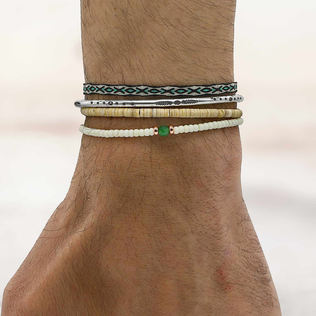 3mm Natural Sea Shell Beads Bracelet-Bracelet-Kompsós