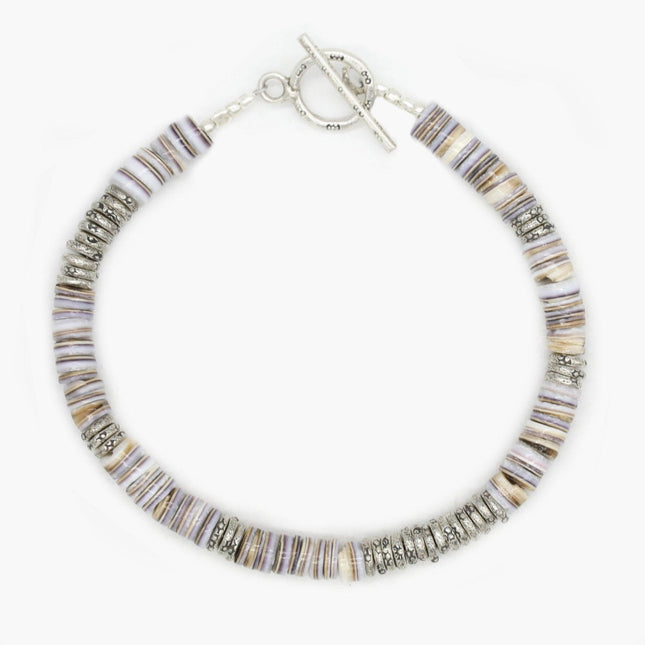 4mm " Rodeo" Bracelet (Shell/Silver)-Jewelry-Kompsós