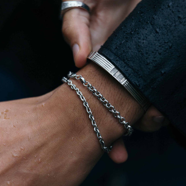 5mm "Bali" Sterling Silver Chain Link Bracelet-Bracelet-Kompsós