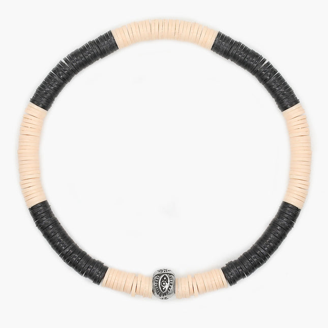 5mm Vinyl Beads Bracelet (Cream/Black)-Kompsós