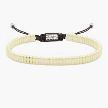 Adjustable Bracelet With Assorted Glass Beads (Cream)-Kompsós