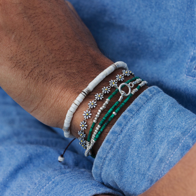 Assorted Daisy Sterling Silver Chain Bracelet-Bracelet-Kompsós