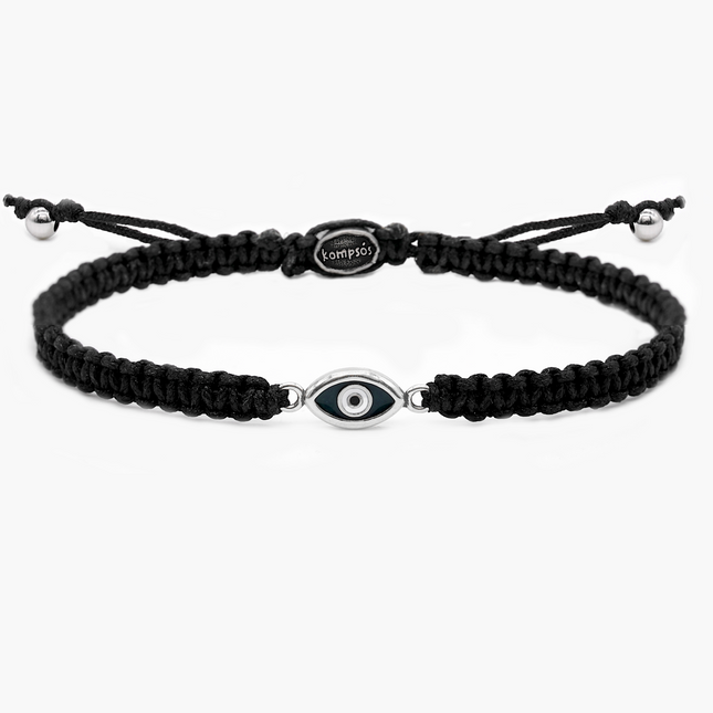 Braided Evil Eye Bracelet (Black)-Kompsós