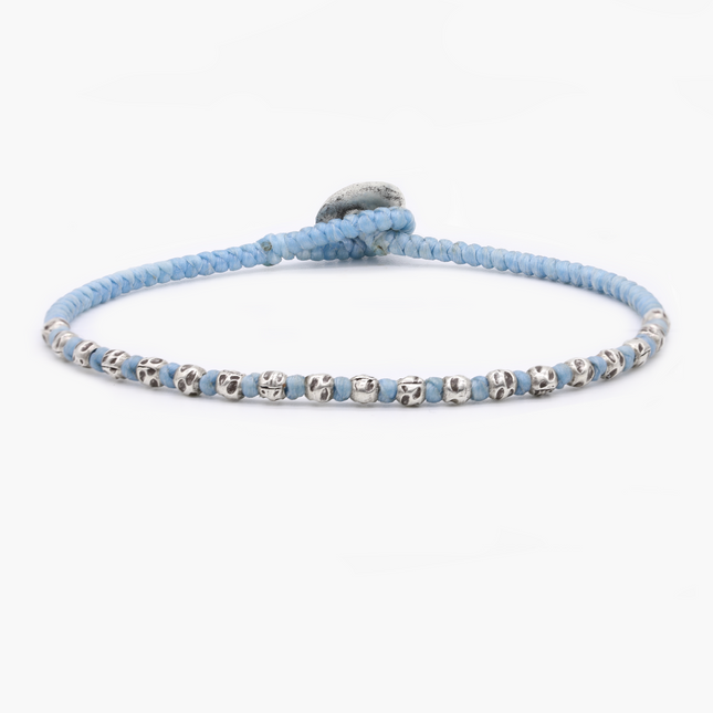 Braided "Kamasan" Silver Bracelet (Light Blue)-Jewelry-Kompsós