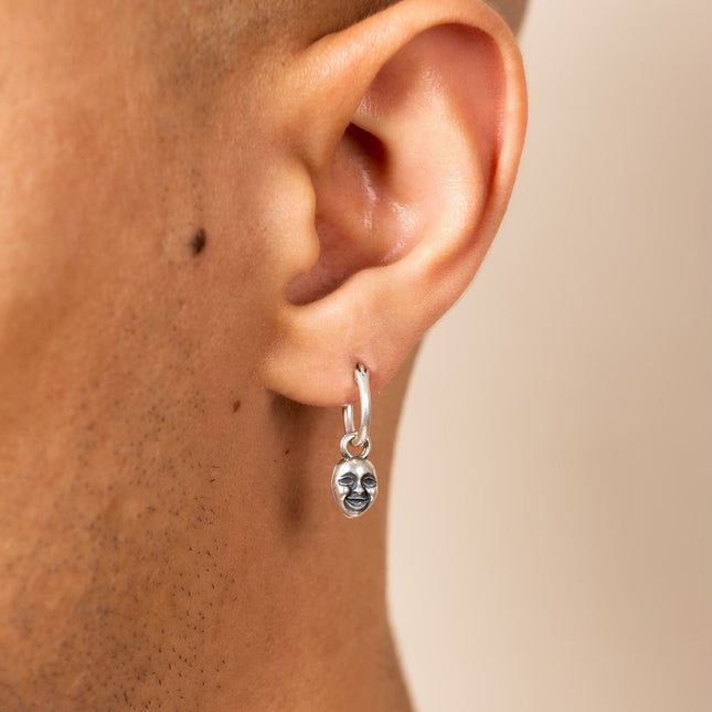 Comedy And Tragedy Sterling Silver Earring-Earring-Kompsós