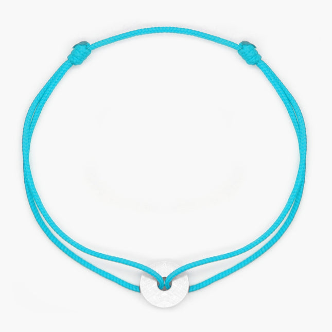 Cord Bracelet With Sterling Silver Round Button (Santorini Blue)-Jewelry-Kompsós
