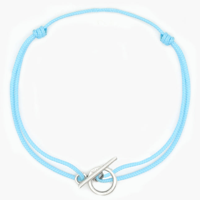 Cord Bracelet With Sterling Silver Toggle (Light Blue)-Kompsós