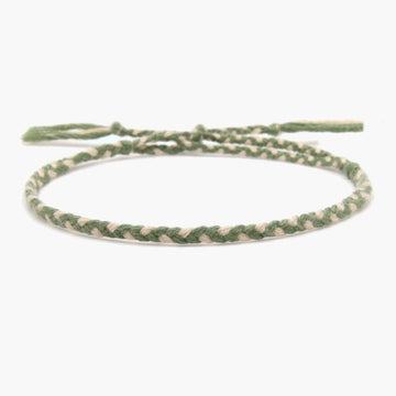 Cotton Temple Bracelet (Green/Cream)-Kompsós