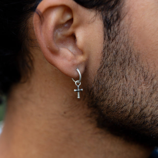 Cross Sterling Silver Earring-Earring-Kompsós