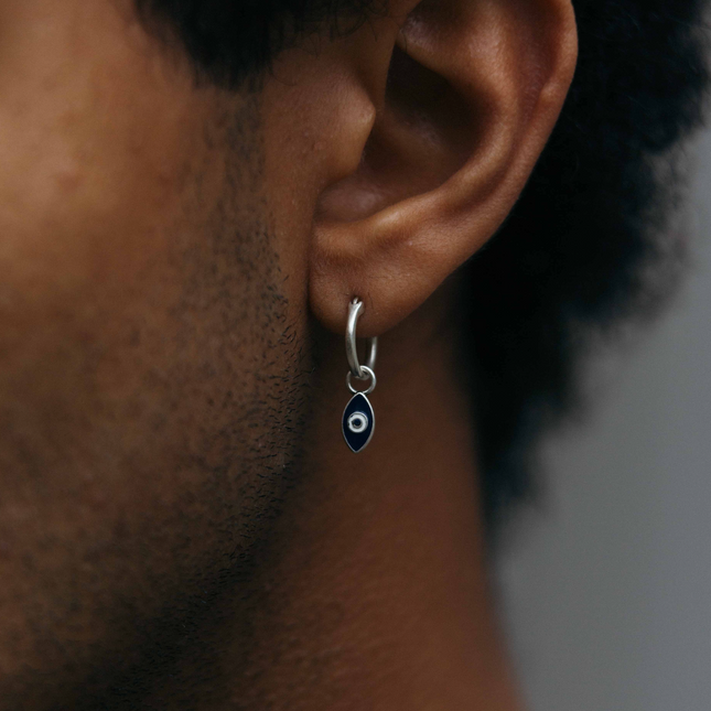 Enamelled Evil Eye Sterling Silver Earring-Earring-Kompsós