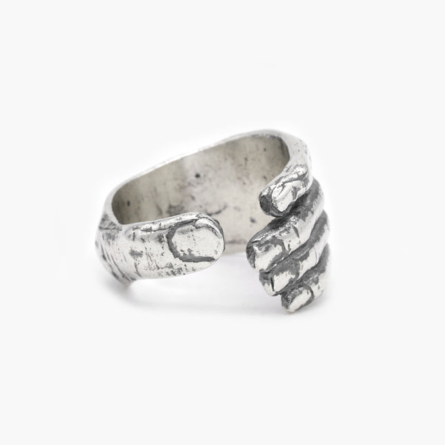 Hand Sterling Silver Signet Ring-Ring-Kompsós
