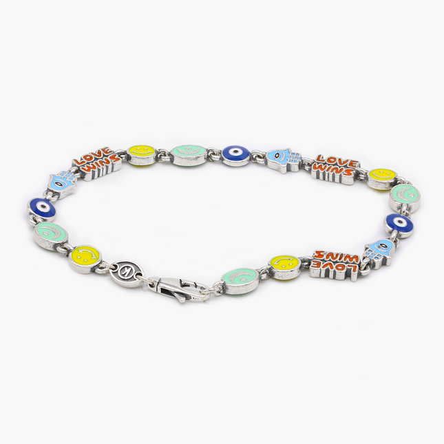 Holidays Sterling Silver Bracelet With Multi Enamelled Charms-Bracelet-Kompsós