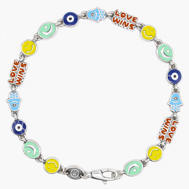Holidays Sterling Silver Bracelet With Multi Enamelled Charms-Bracelet-Kompsós