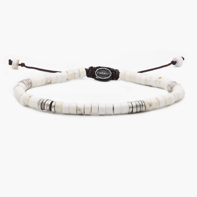 Magnesite And Sterling Silver Disc Beads Bracelet-Bracelet-Kompsós