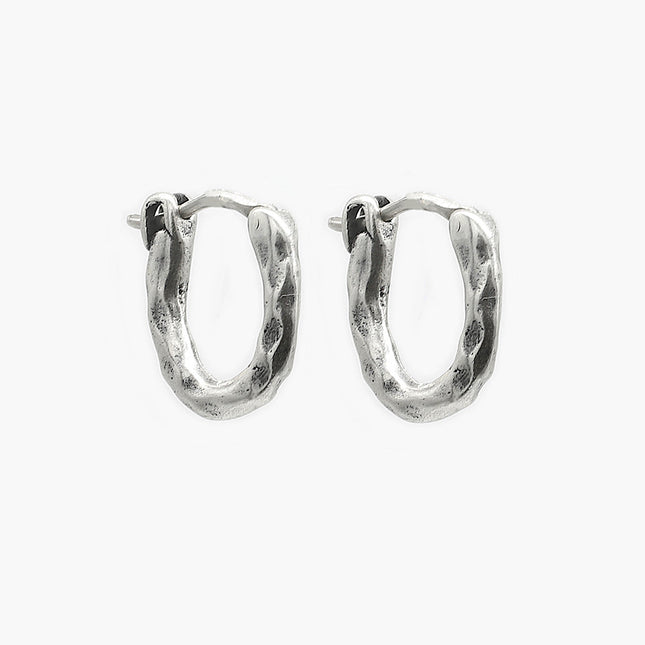 Maxi Hammered Sterling Silver Hoop Earring-Earring-Kompsós