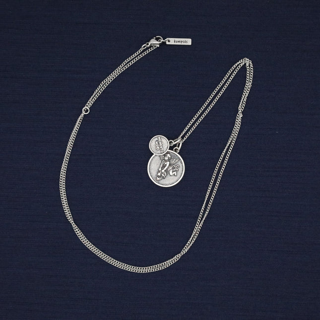 Memento Mori Double Tag Silver Necklace-Necklace-Kompsós