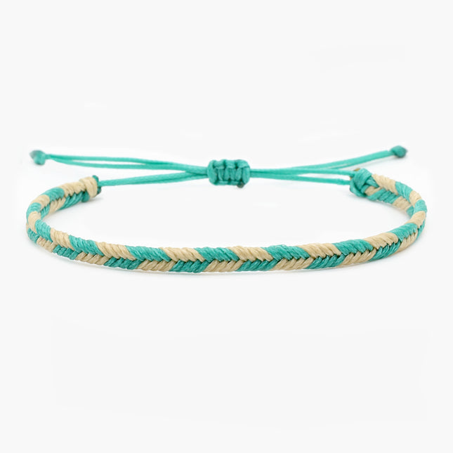 Mini Braided "Java" Bracelet (Cream/Turquoise)-Jewelry-Kompsós