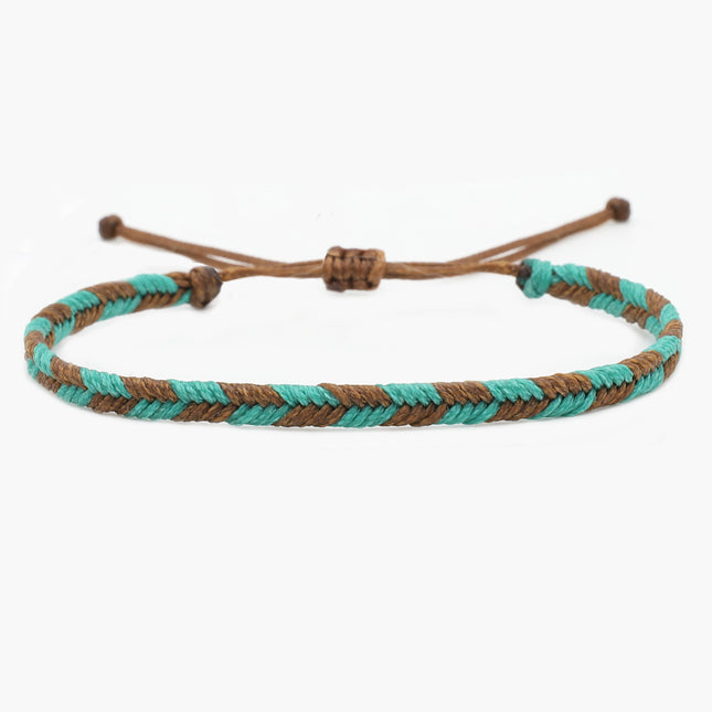 Mini Braided "Java" Bracelet (Turquoise/Brown)-Jewelry-Kompsós