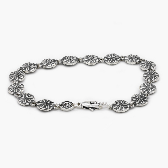 Multi Flowers Sterling Silver Chain Bracelet-Bracelet-Kompsós