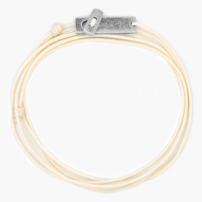 Multi Wraps String Bracelet With Sterling Silver Button (Cream)-Bracelet-Kompsós