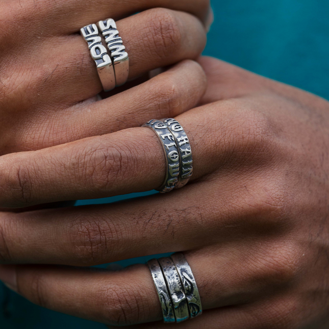 No Rain, No Flowers Double Band Sterling Silver Ring-Ring-Kompsós