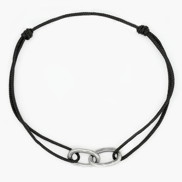 Silver Lockit Beads Bracelet, Silver and Black Polyester Cord - Jewelry -  Categories