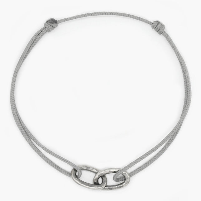 Nylon Thread With Silver Double Hoop "Indah" Bracelet (Grey)-Kompsós