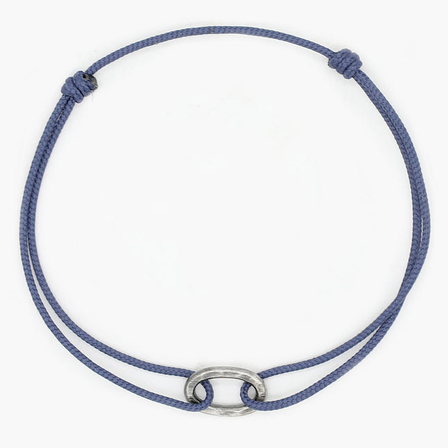 Nylon Thread With Silver Hoop "Indah" Bracelet (Ocean Blue)-Kompsós