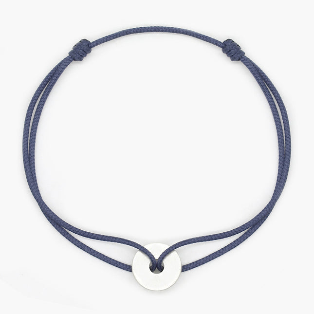 Rope Bracelet With Sterling Silver Round Button (Ocean Blue)-Jewelry-Kompsós