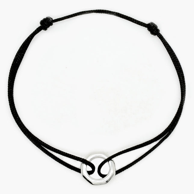 Silver "Octa" String Bracelet (Black)-Bracelet-Kompsós