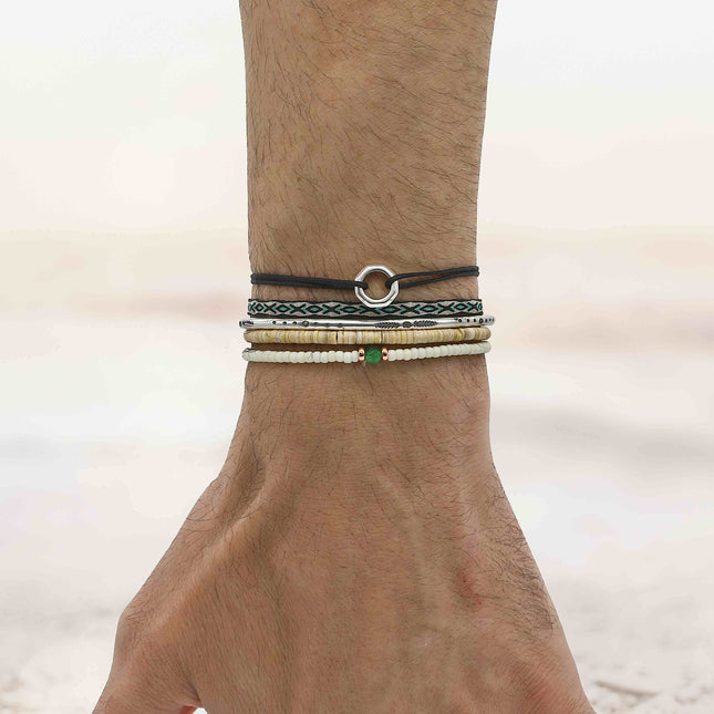 Silver "Octa" String Bracelet (Ocean Blue)-Bracelet-Kompsós