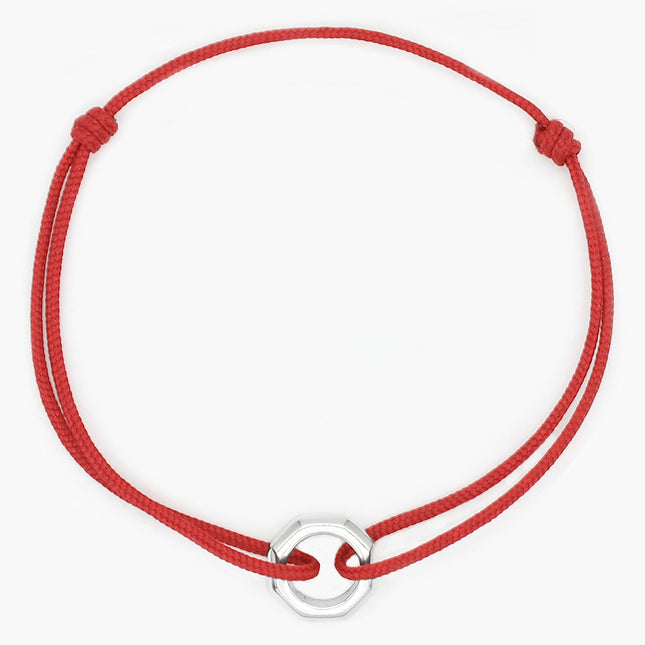 Silver "Octa" String Bracelet (Red)-Bracelet-Kompsós