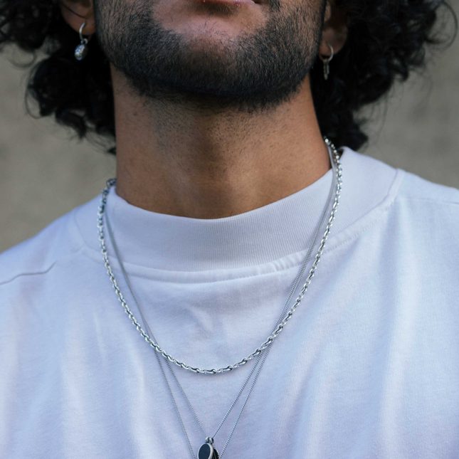 Stela of the Gatekeeper "Maati" Egyptian Hieroglyphics Silver Necklace-Necklace-Kompsós