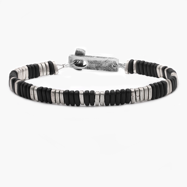 Sterling Silver "Osaka" Bracelet (Black/Silver)-Bracelet-Kompsós