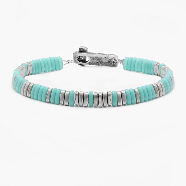 Sterling Silver "Osaka" Bracelet (Turquoise/Silver)-Bracelet-Kompsós