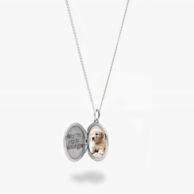 Sterling Silver Photo Locket Necklace-Necklace-Kompsós