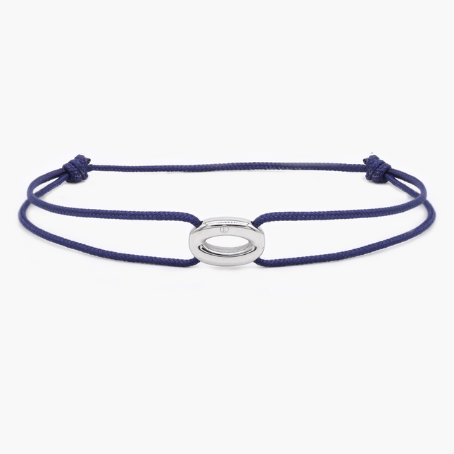 String Bracelet With Silver Hoop (Navy)-Bracelet-Kompsós
