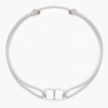 String Bracelet With Sterling Silver Connector (Grey)-Bracelet-Kompsós