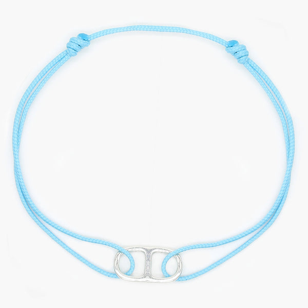 String Bracelet With Sterling Silver Connector (Light Blue) – Kompsós