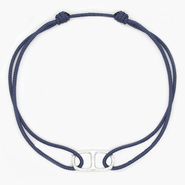 String Bracelet With Sterling Silver Connector (Petrol Blue)-Bracelet-Kompsós