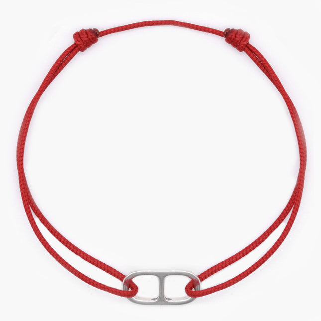 String Bracelet With Sterling Silver Connector (Red)-Bracelet-Kompsós