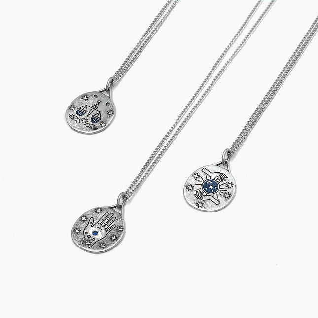 Tarot Card "The Magician" Sterling Silver Necklace-Necklace-Kompsós