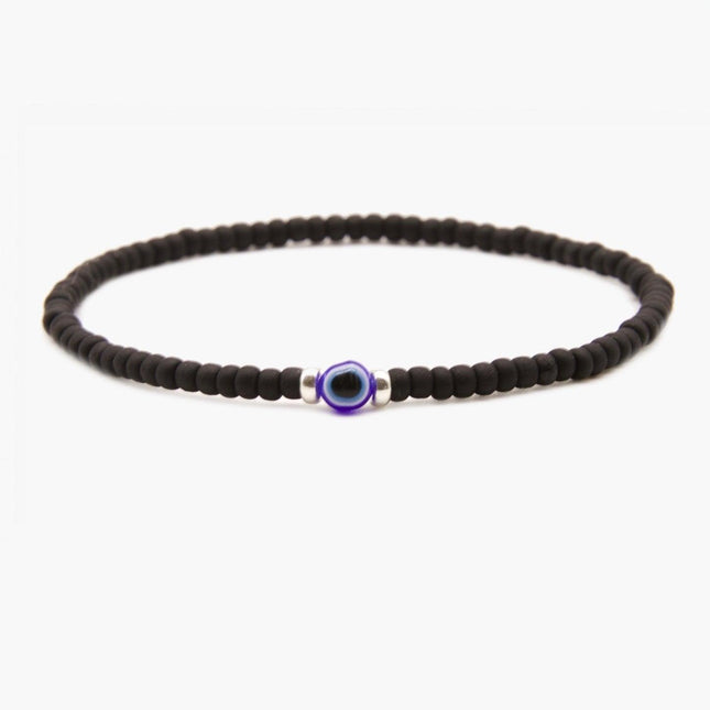2mm Beads Dandy Bracelet (Matte Black/Evil Eye)-Kompsós