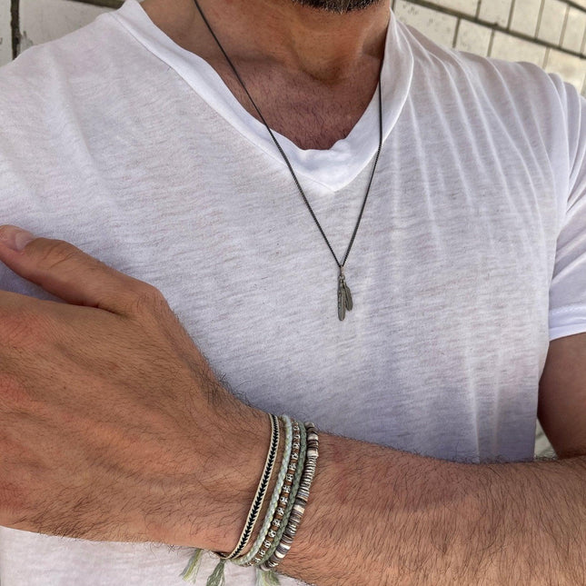 4mm " Rodeo" Bracelet (Shell/Silver)-Jewelry-Kompsós
